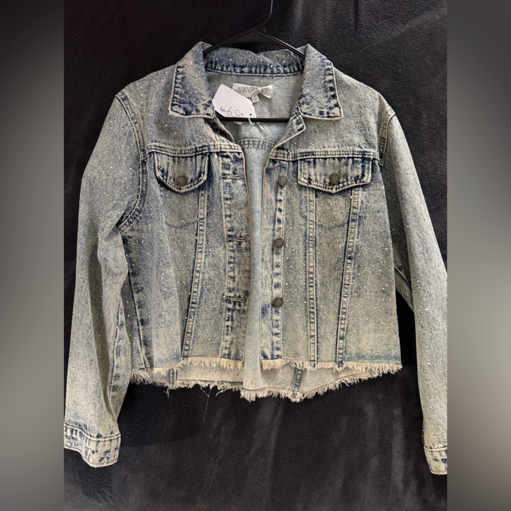 Women's Distressed Denim Jacket - Gray